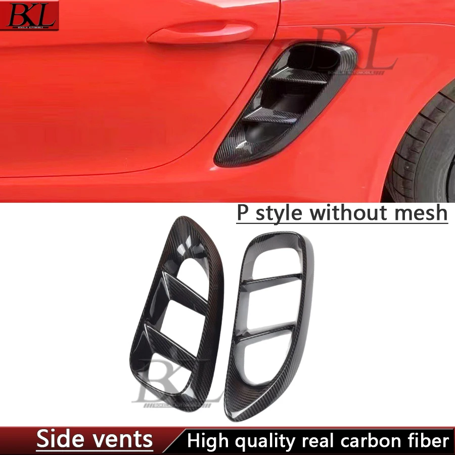 For Porsche 718 Cayman Boxster Dry Carbon Fiber Set Auto Fender Side Air Vent Side Wind Knife Outlet Cover Upgrade Body Kit