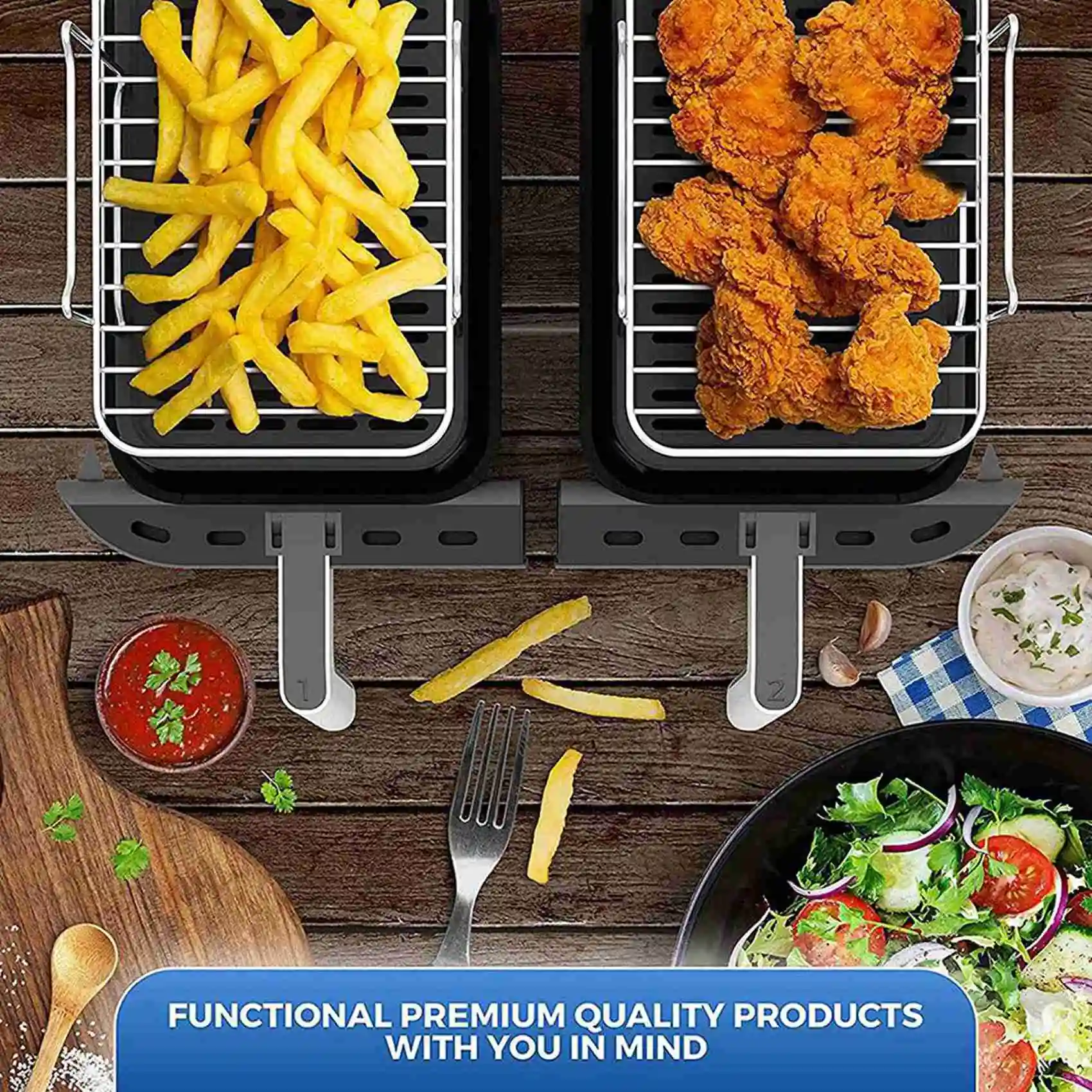 Y51A-2X Air Fryer Rack For Ninja DZ201/DZ401 Foodi Accessories Stainless Steel Multi-Layer Stackable Dehydrator Rack