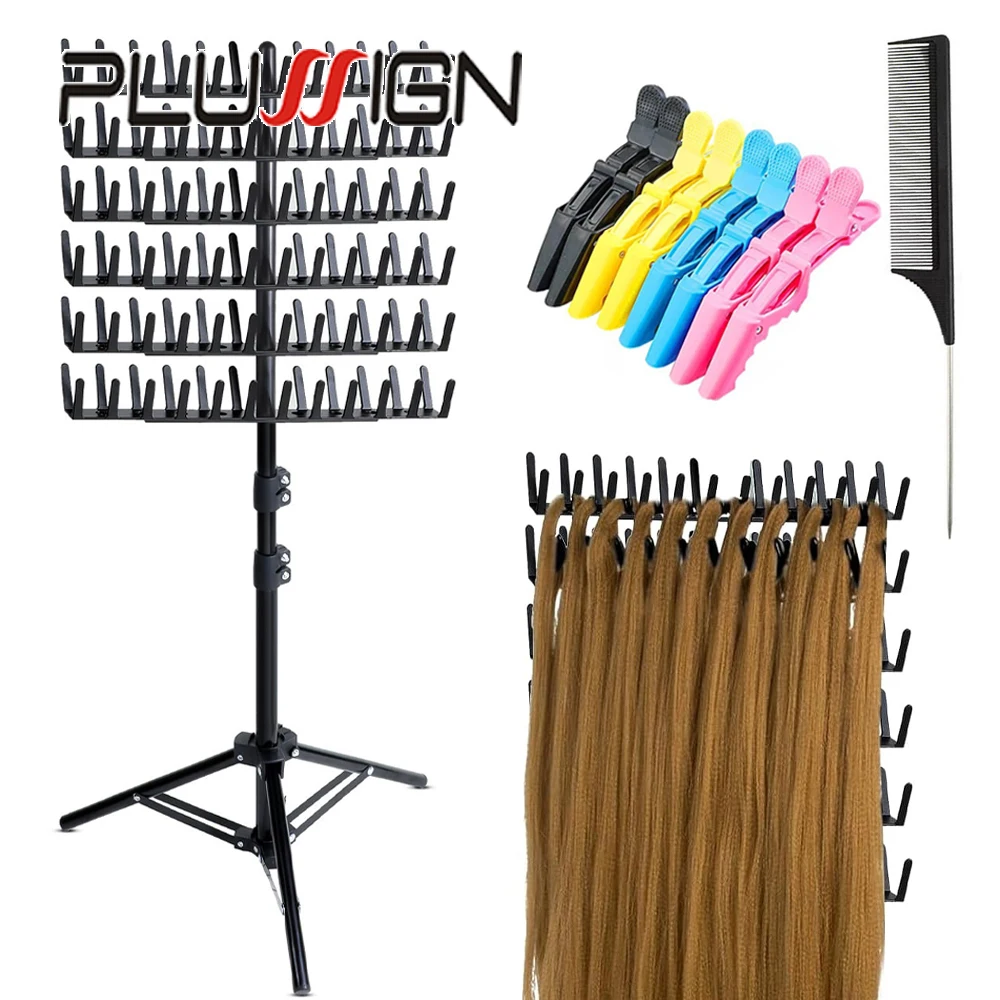 

144 Pegs Braiding Hair Rack Height Adjustable Hair Extension Holder With Tray Hair Separator Stand For Hairstylist Braiders