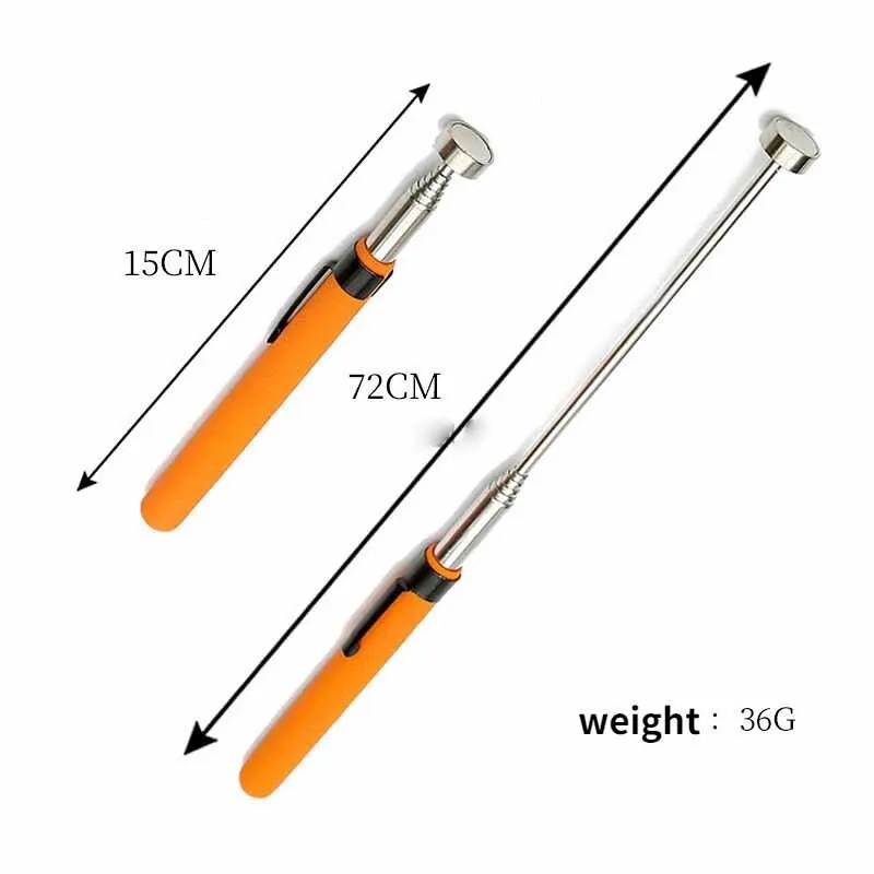 1pc 8lb Orange Red Handle Magnetic Pickup Stainless Steel Antenna Retractable Suction Iron Rod Strong Magnetic Suction Rod Tools