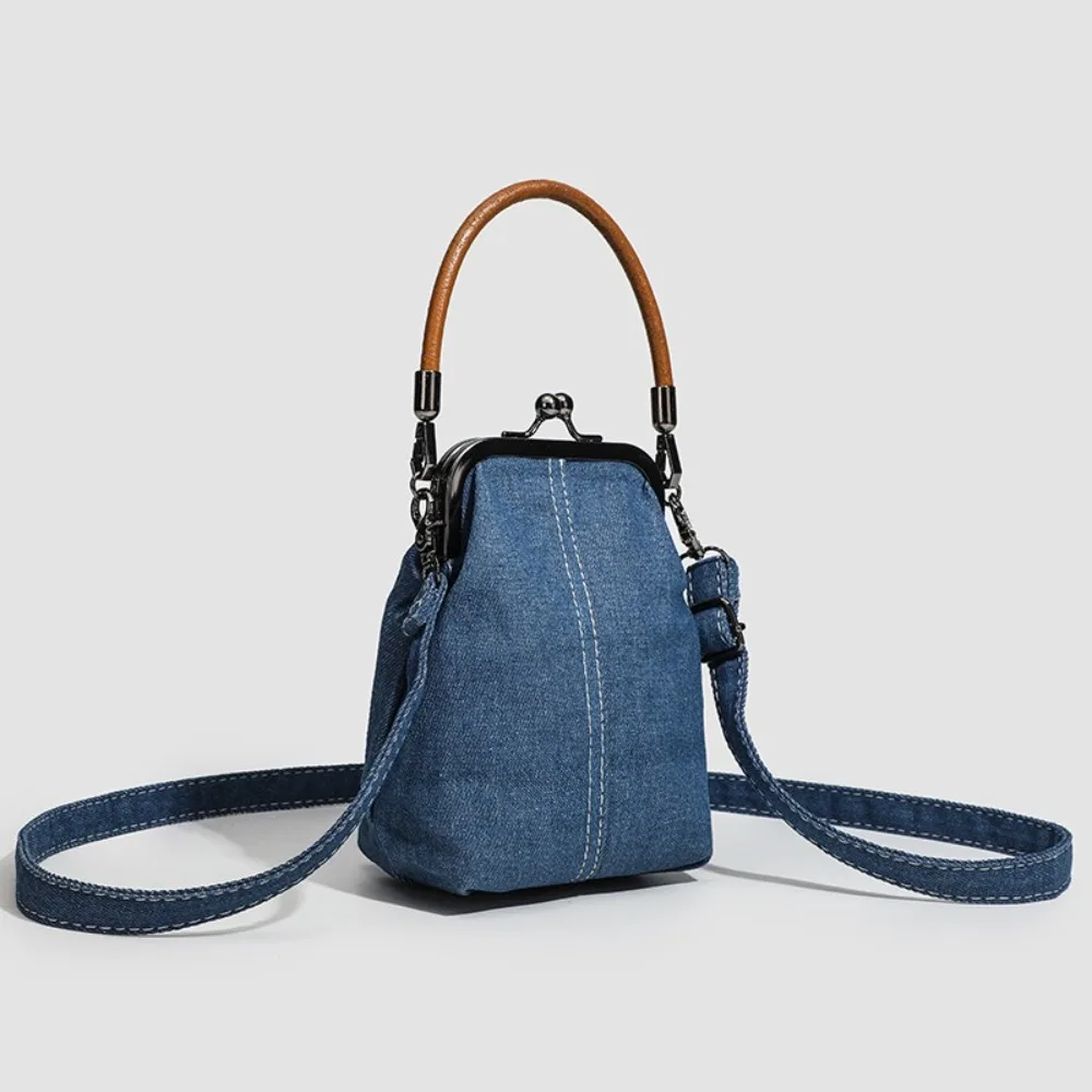 

Portable Vintage Style Women Handbag Fashionable Versatile Designer Shoulder Bag Lady‘s Denim Purses Navy Blue Crossbody Bags