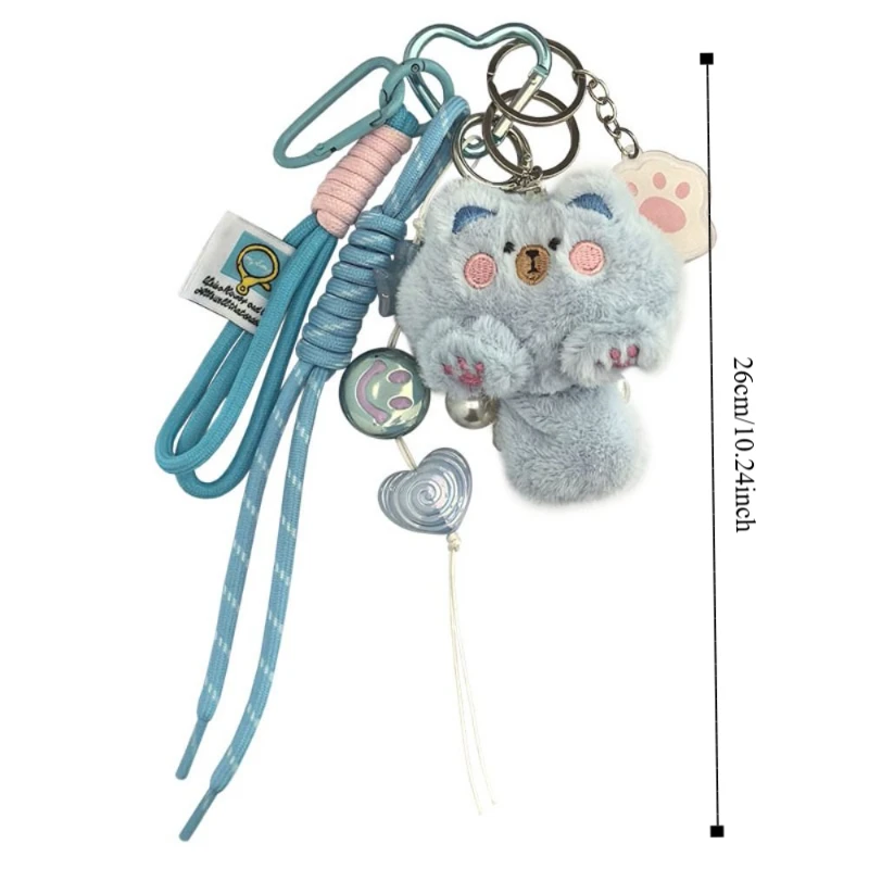 Bag Hanging Cartoon Cat Doll Pendant Soft Ornaments Cat Plush Keychain Cute Anti-lost Cat Mobile Phone Chain Holiday Gift