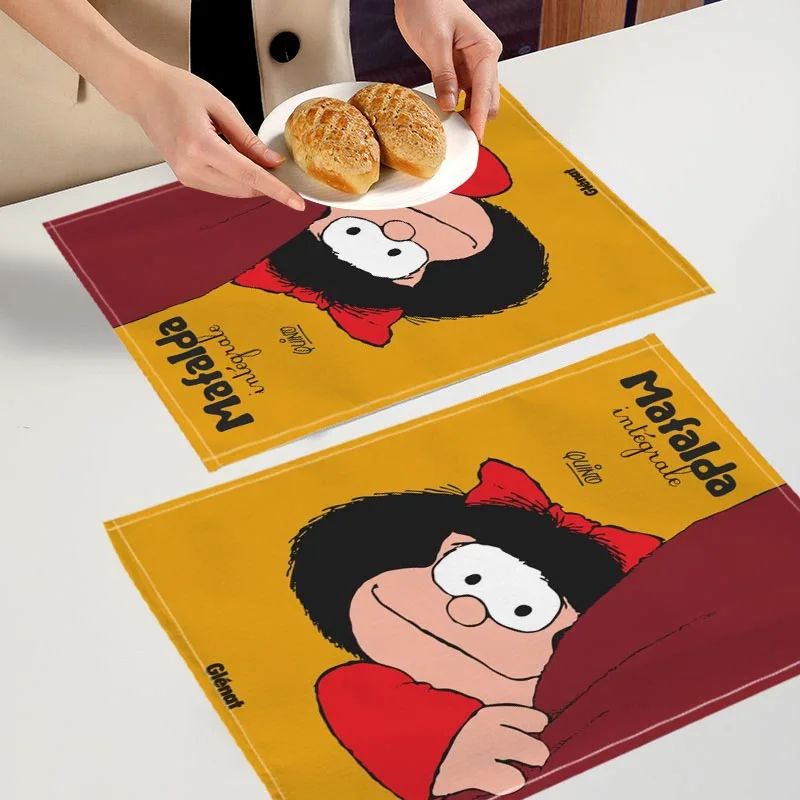 Custom Mafalda Table Mat Kitchen Tableware Linen Placemat For Table Mats Drink Cup Coaster Kitchen Accessories 7.24WJY