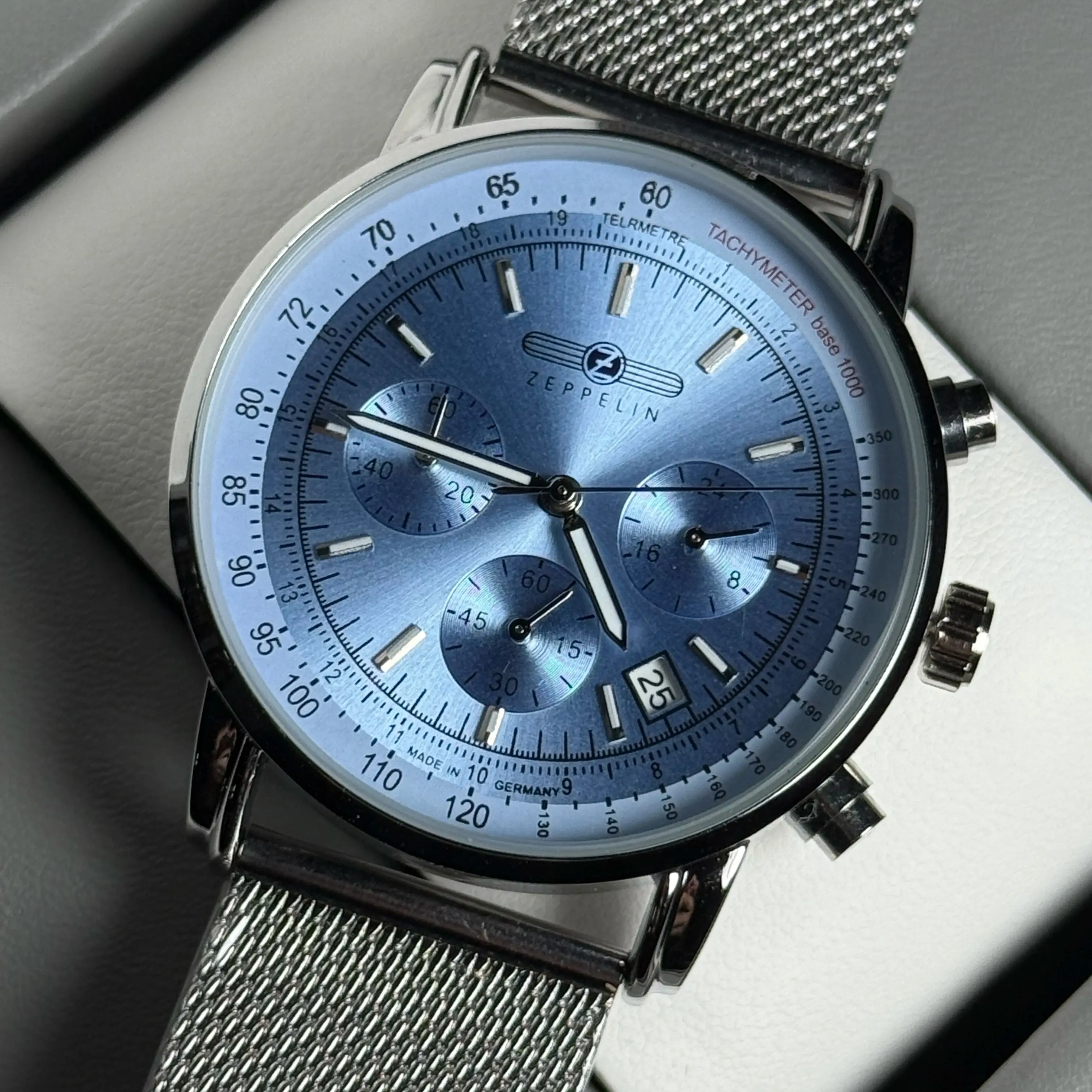 New Zeppelin Watch Classic Retro Automatic Date Men's Watch Business Casual Sport Quartz Chronograph Leather Strap Watch
