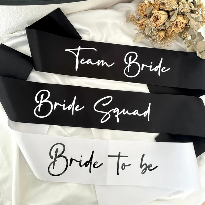 Bride to be Bride Squad Team Szarfa panny młodej Bach Weekend Bach Wieczór panieński wieczór panieński dekoracja ślubna prezent dla druhny
