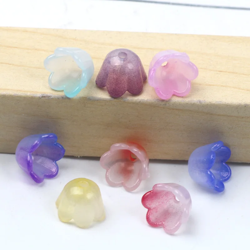 100 قطعة 7x10 مللي متر الملونة زهرة شكل الاكريليك الخرز فضفاض خرزة مباعدة لصنع المجوهرات دبوس الشعر سوار أقراط DIY بها بنفسك اكسسوارات