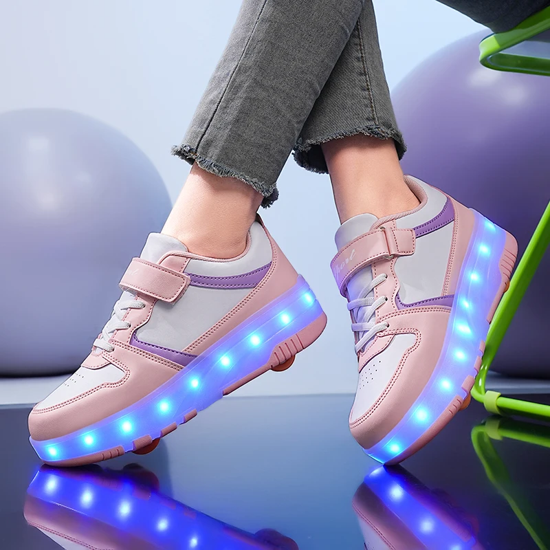 Jongens en meisjes Knipperende rolschaatsen USB oplaadbare lichtgevende casual sneakers LED-lichtwiel Outdoor sportschoenen