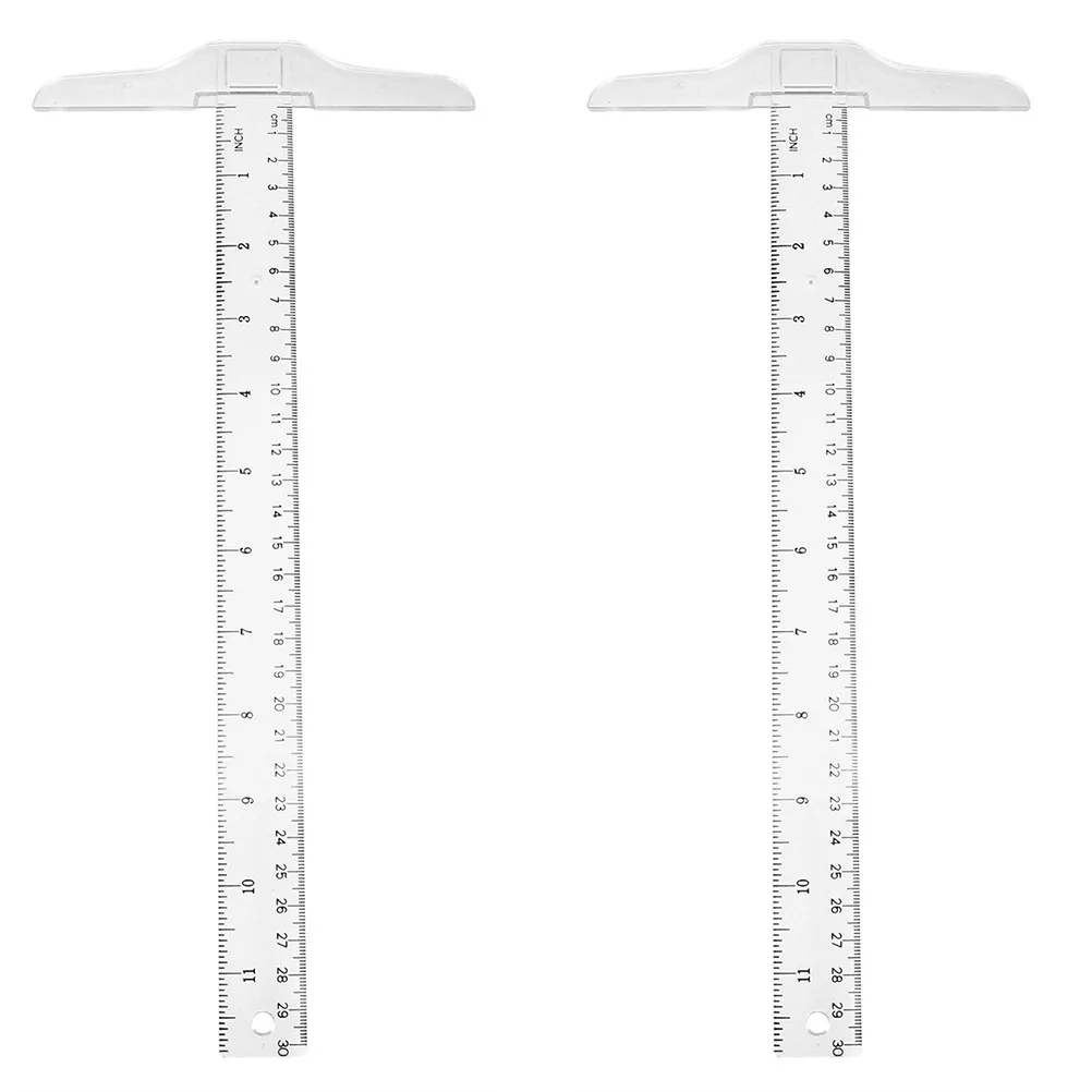 2Pcs T Shape Rulers Plastic Double Scale Measuring Tool for Home Office School Student Architect Drafting Supplies view 5