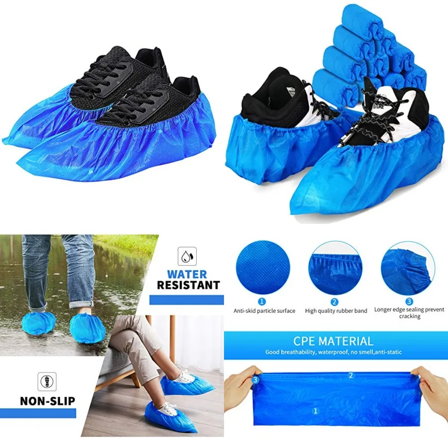 

Green Convenience Shoe Covers Disposable Boot Cover Waterproof, Dust proof, 100 Pack 50 Pairs,The Size Fit Most, Non-slip, Blue