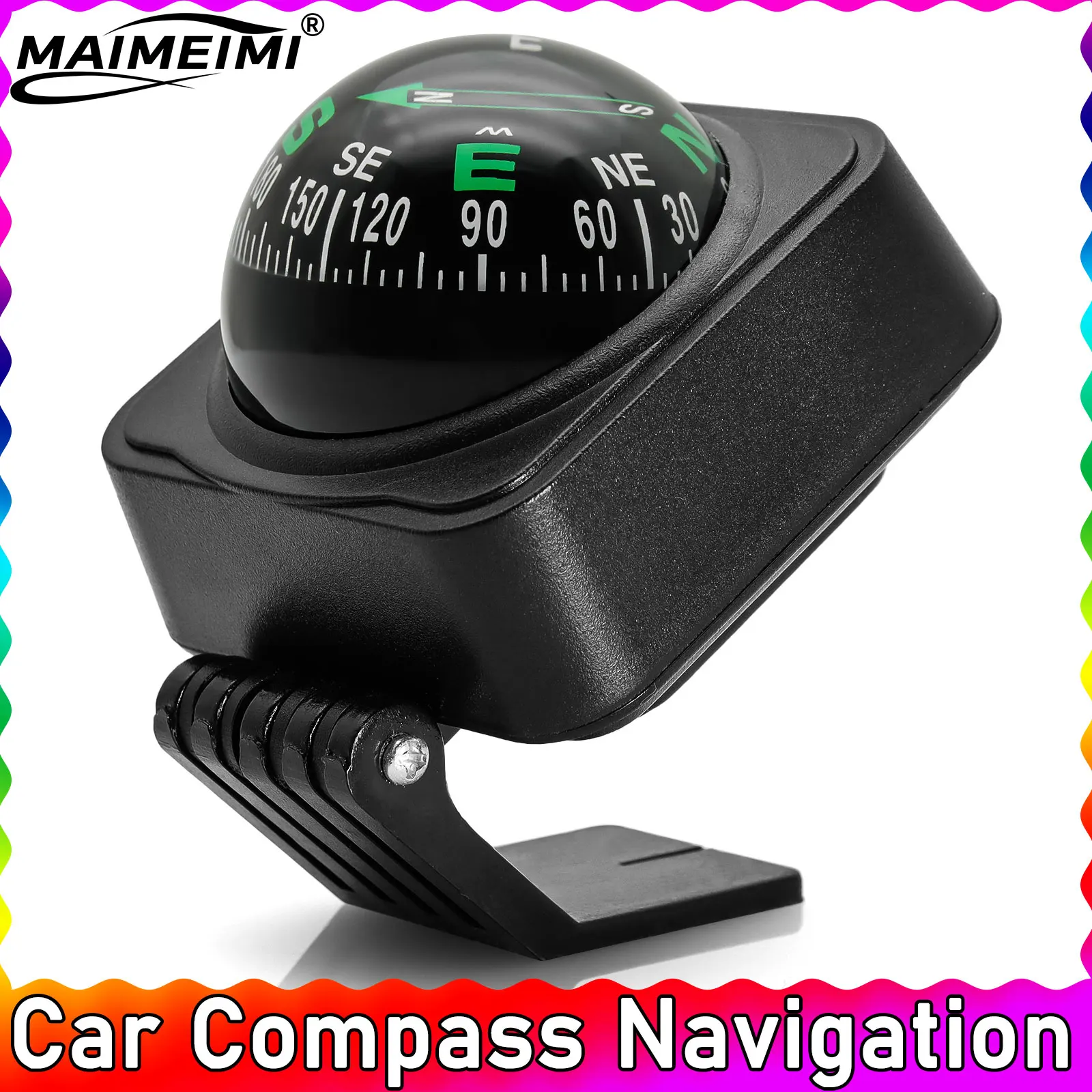 Outdoor Travel Boat Cycling Hiking Adjustable Car Compass Ball Shaped Navigation Dashboard Compass Direction Pointing Guide