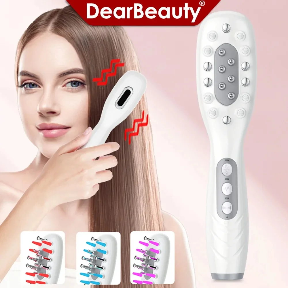 Electric Scalp Massage Comb Red Blue LED Light Therapy EMS Vibration Massage Brush Anti-Hair Loss Medicine Scalp Oil Applicator