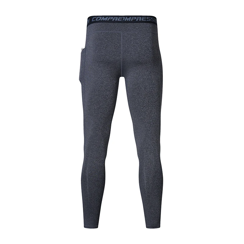 Men Leggings with Side Pockets Autumn Winter Sports Gym Fitness Long Basketball Training Running Quick-Drying Compression Tight