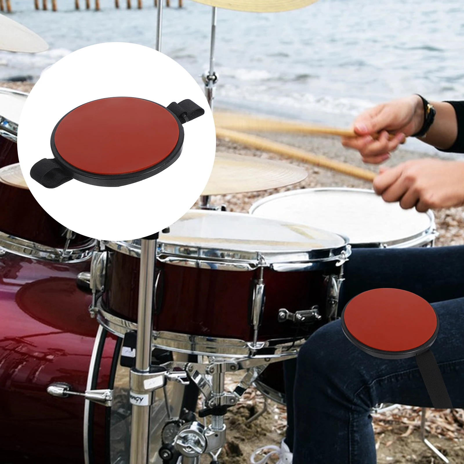 

Adjustable Strap Drum Pad Snare Practice Portable Silicone Leg Pads Nonslip Mute Mats Kick Cymbal Dampeners Lightweight