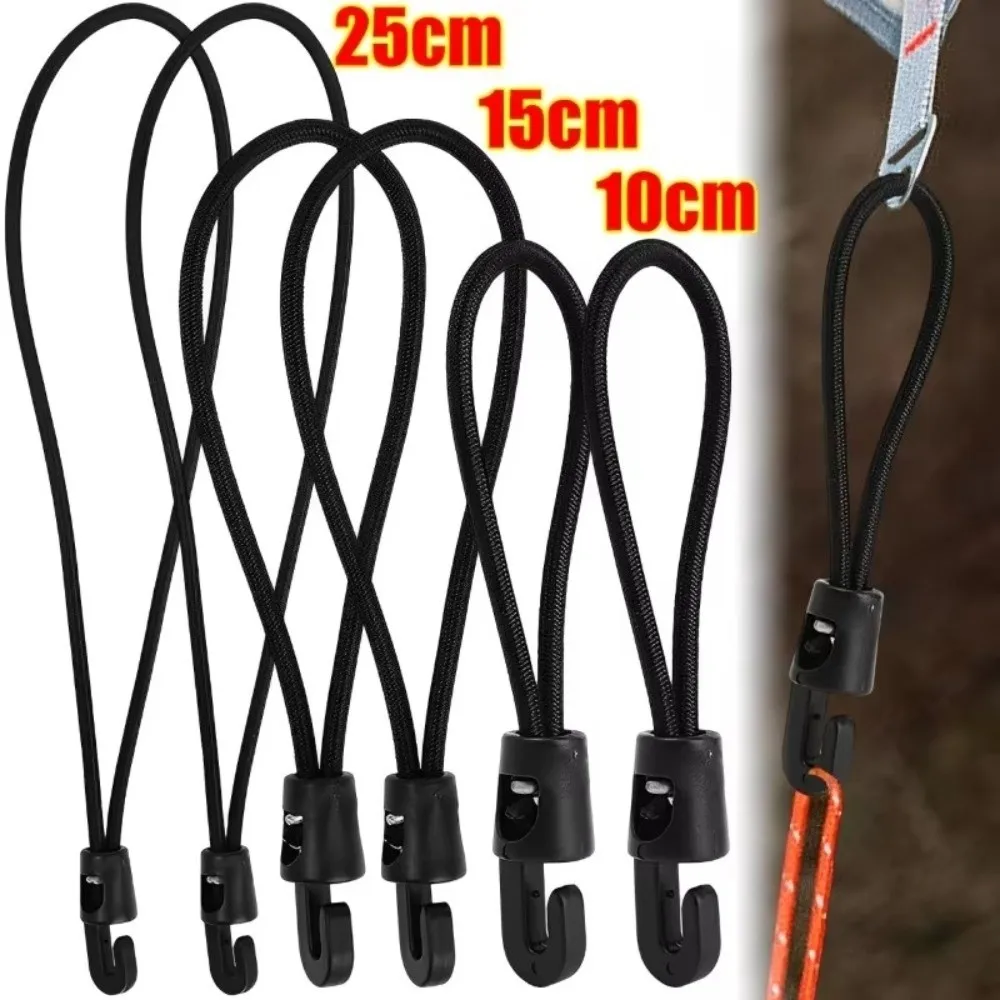 10Pcs New 10/15/25cm Bungee Cord with Hooks Black High Elasticity Expander Nylon Luggage Straps Rope Camping Tarpaulin