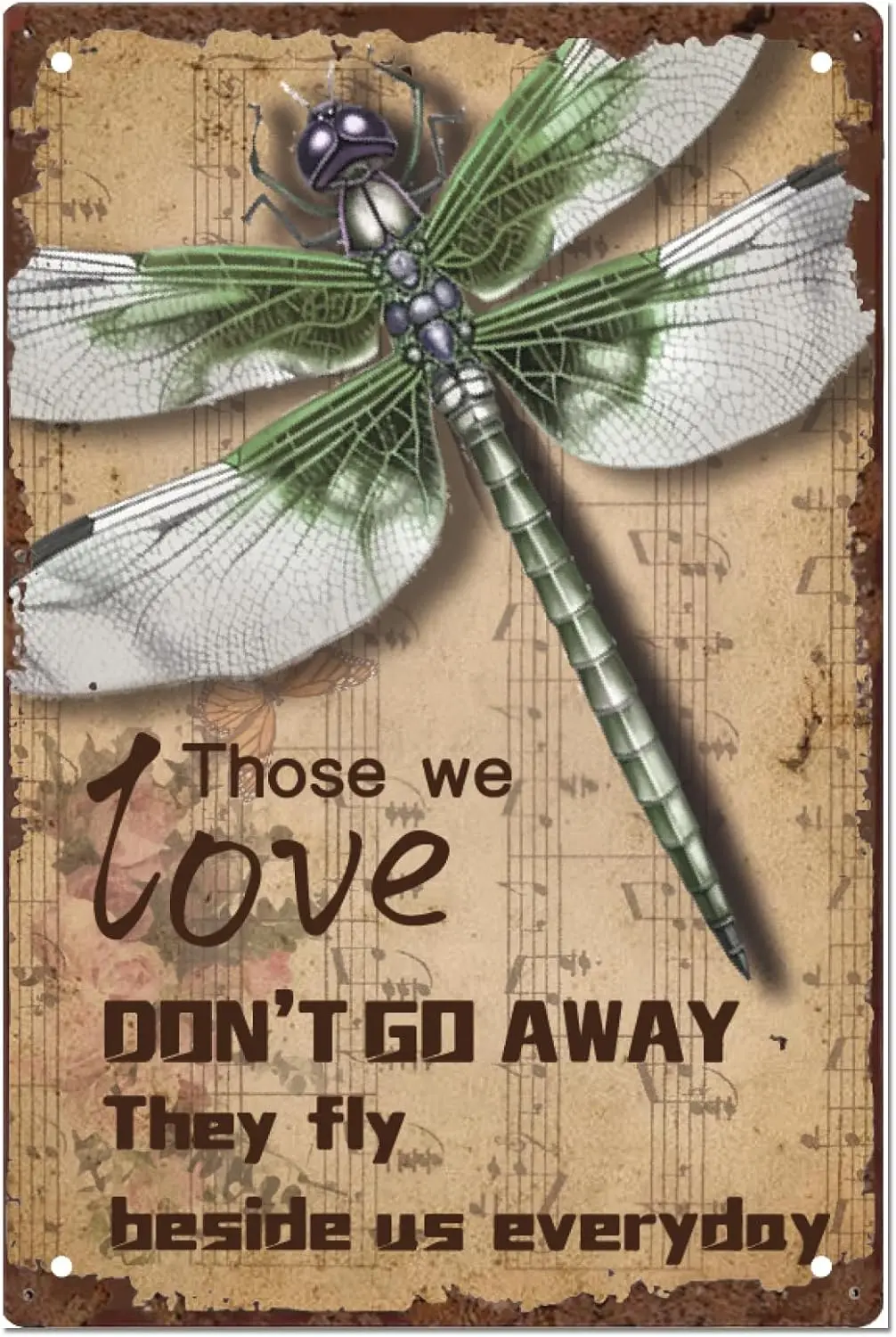 SUPERDANT Metal Tin Sign Dragonfly Vintage Iron Tin Sign Retro Home Bedroom Man Cave Wall Decor Plaque Those We Love Don sign