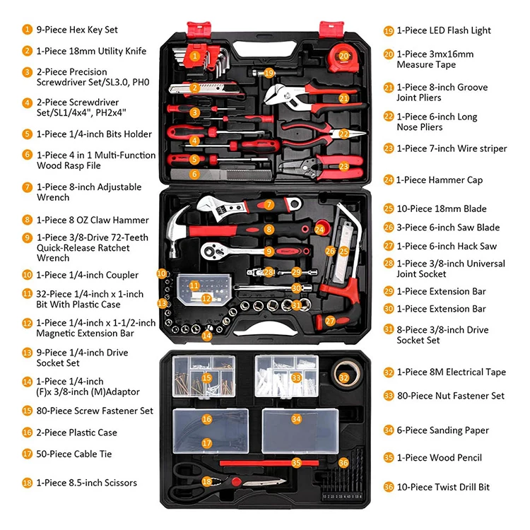 Hand Tools Set Box Toolbox Toolkit 325 Pcs Tool Sets Mechanic Comprehensive Multi Tool Kit Set