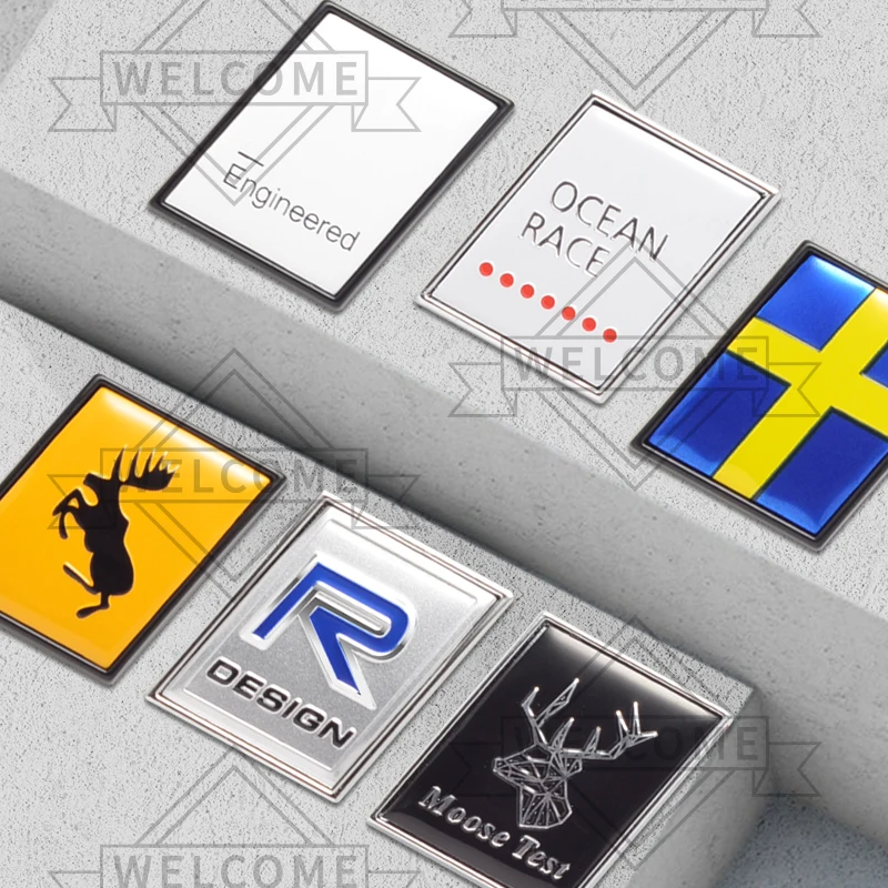 3D Car Stickers R Design AWD Moose Test Emblem Auto Body Badge Trunk Decal For Volvo XC90 XC40 S60 S90 V60 V90 XC60 Accessories