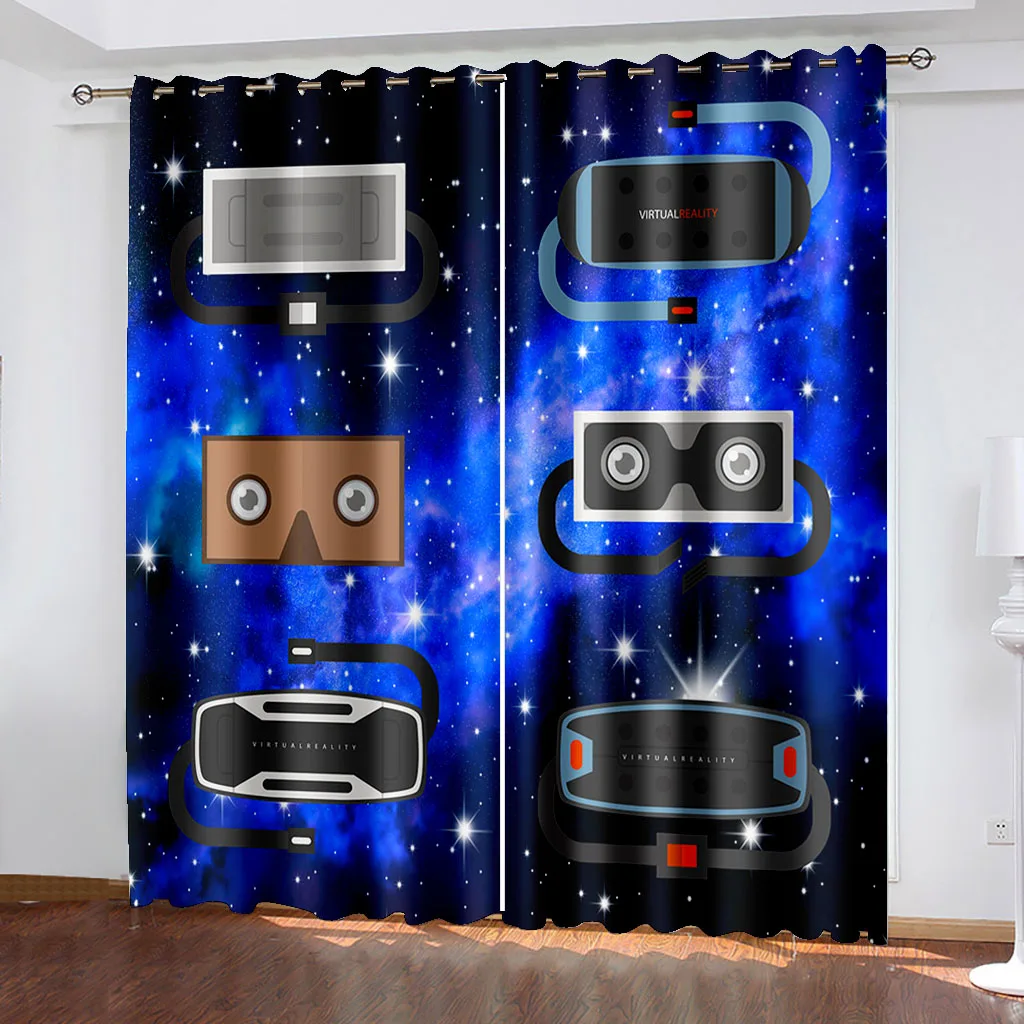 Photo blue game curtains Custom purple game curtains Window Drapes Luxury 3D Curtains For Living room Bed room Office Hotel Home