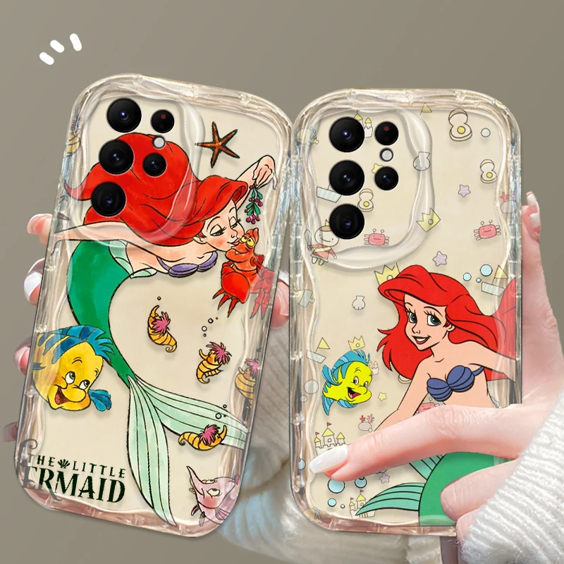 Little Mermaid Girl For Samsung Galaxy S24 S23 S22 S21 A35 A55 A25 A15 Ultra Plus Lite 5G Wave Oil Phone Case