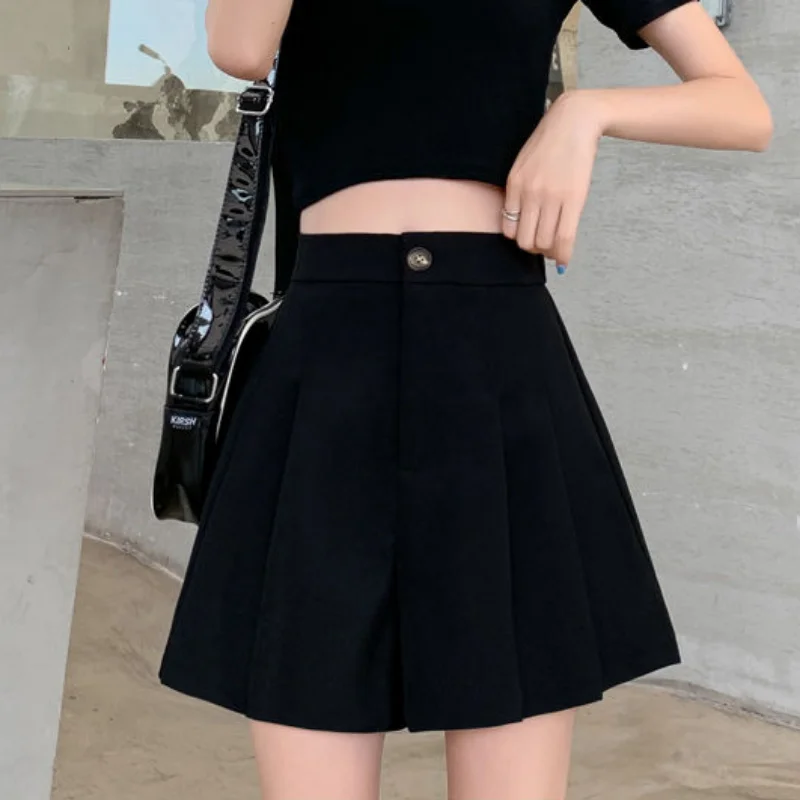 S-5XL Pleated Shorts Women Solid Design High Waist All-match Summer Ulzzang Casual Fashion Ladies Classic Hot Sale Юбка Женская