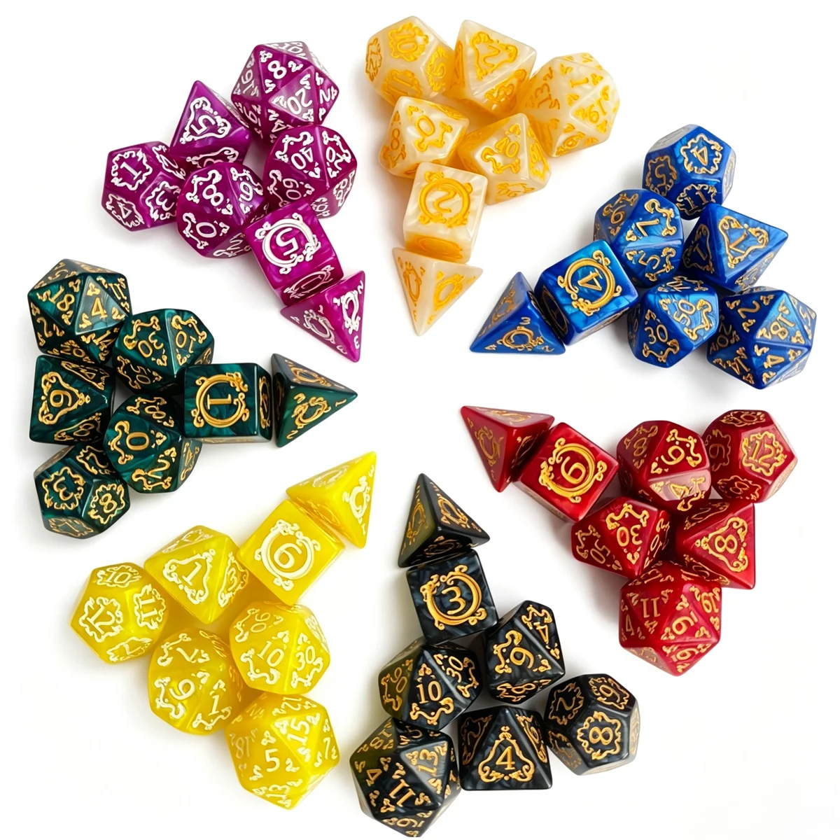 7pcs New DND Polyhedral Dice Dragon Sigil Dados Counter Dice for MTG D&D Rpg Magic the Gathering D20 D6 D10 D4 Dado Counters