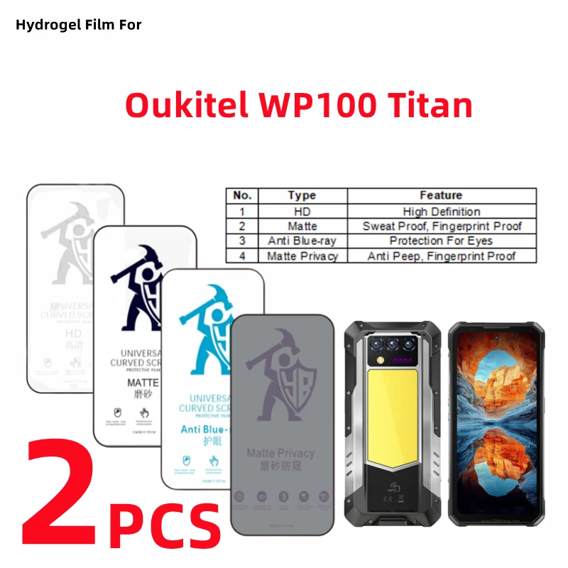 Película de hidrogel mate para Oukitel WP100 Titan HD, Protector de pantalla para Oukitel WP100 Titan, cuidado de los ojos, protección mate antiespía, 2 uds.