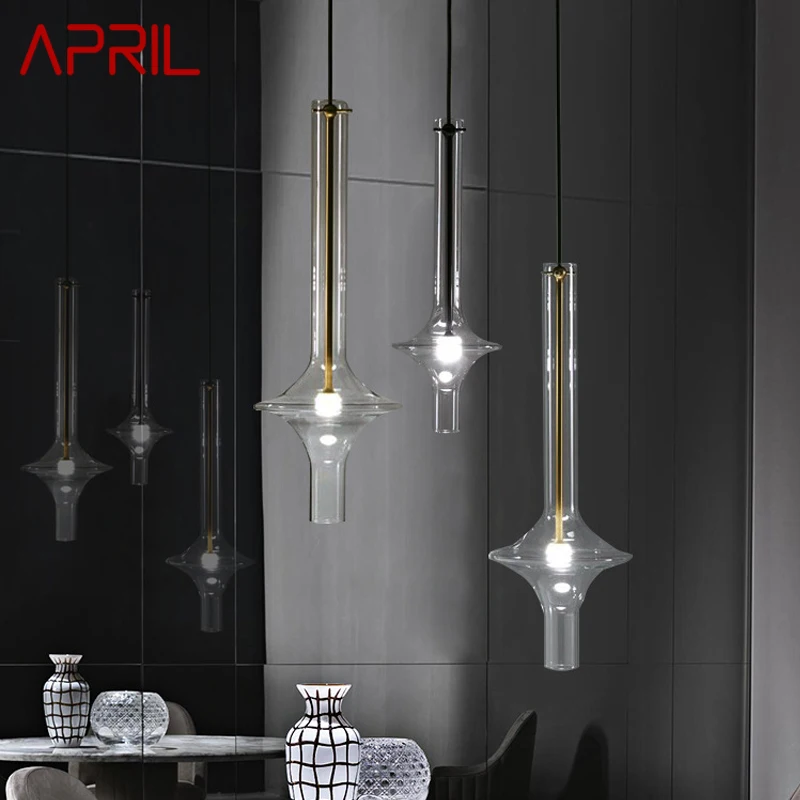 

APRIL Nordic Hanging Lamp Modern Glass Design Simply Creative Pendant LED Lights for Home Bedroom