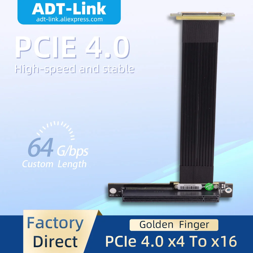 

ADT-Link 90° 180° 270° GPU Extension Cable PCI-E 4.0 x4 to x16 Riser for Capture Card RAID SSD LAN USB Cards Graphics Card