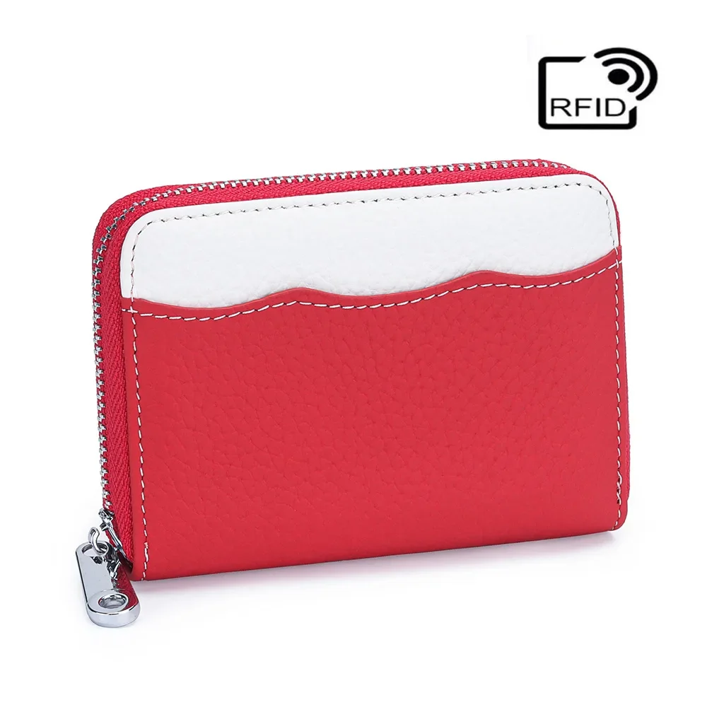 VIP حامل بطاقة الهوية Walet جلد طبيعي البنك بطاقة الائتمان محفظة تتفاعل الرجال والنساء سليم تغيير صغير عملة مفاتيح بطاقات سستة حقيبة