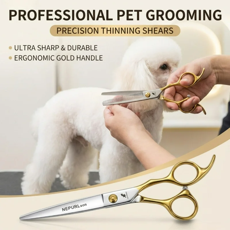 

7.0 Inch Pet Scissors Professional thin scissor For Japan440C Pets Grooming Hair Shears Hairdressing Scissors Straight Shears