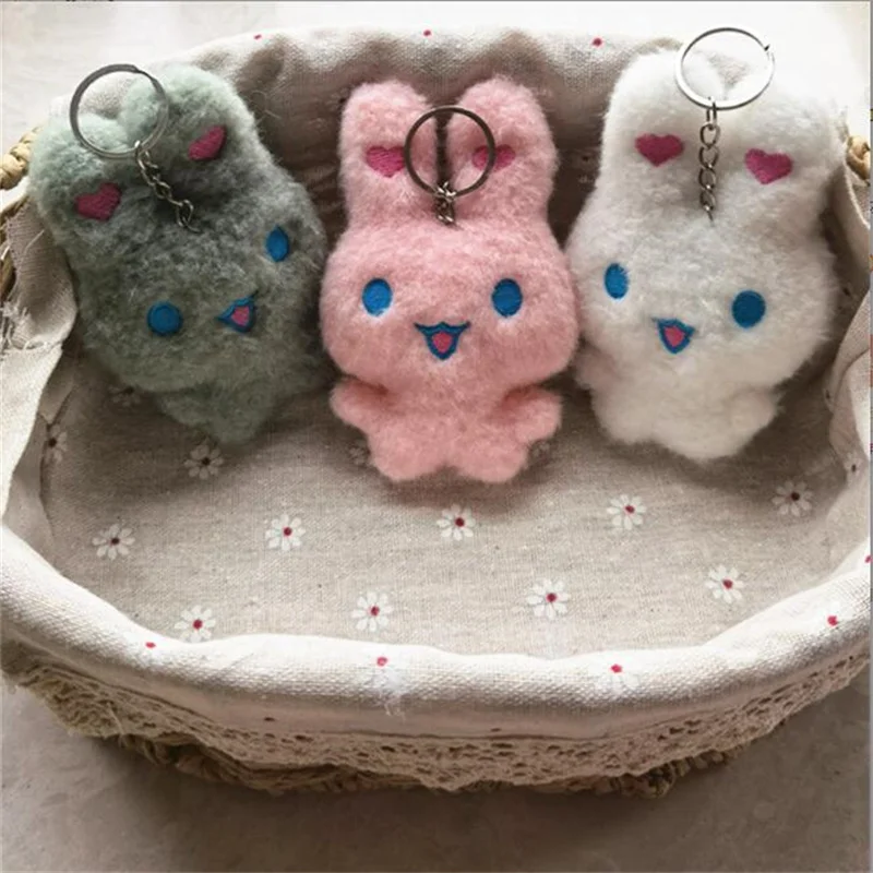 1PCS Three-Color Cute Bunny Plush Toy Doll New Year Of The Rabbit Mascot  Key Ring Pendant For Christmas Gifts 10CM