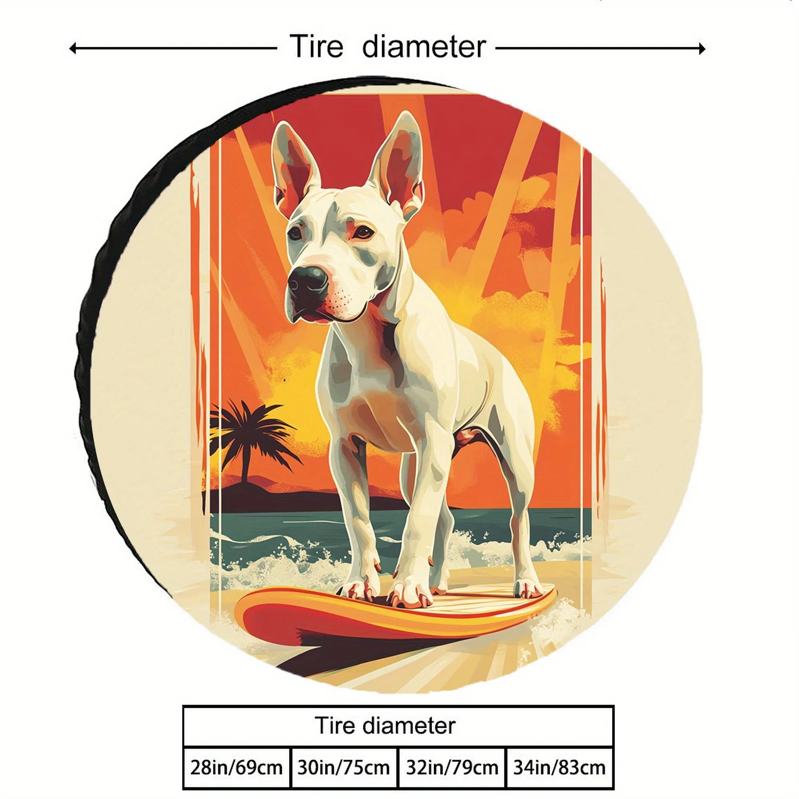 1pc Summer Beach Dog Art Tire Cover - Vibrant Nature-Inspired Design, Durable Fabric Suitable For SUV/Off-Road Vehicles, All-Wea