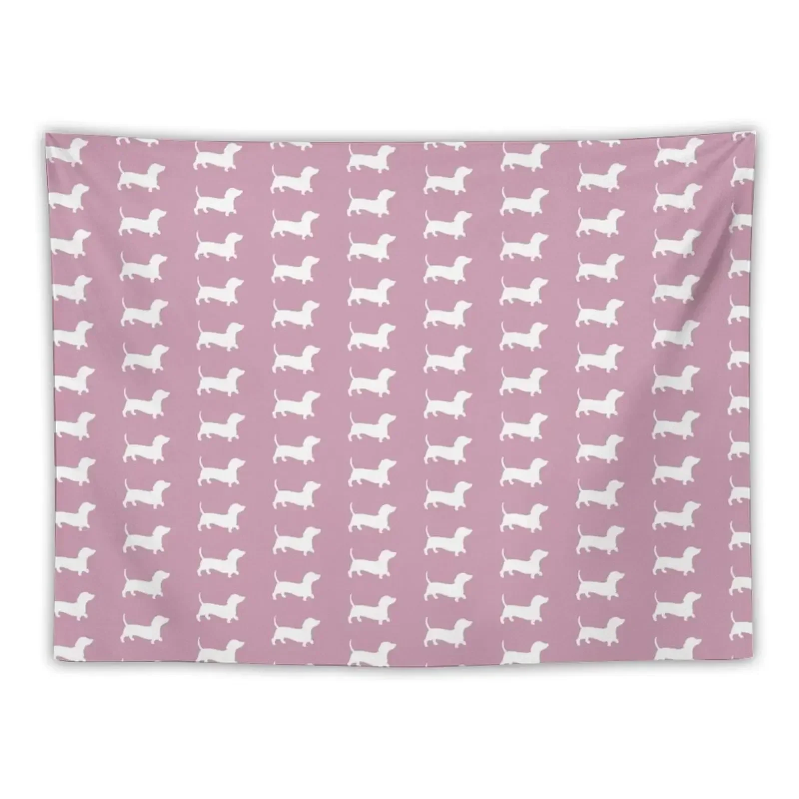 Plain Dusty Pink With Daschund Silhouette Tapestry Aesthetic Decoration Aesthetic Room Decor Mushroom Tapestry