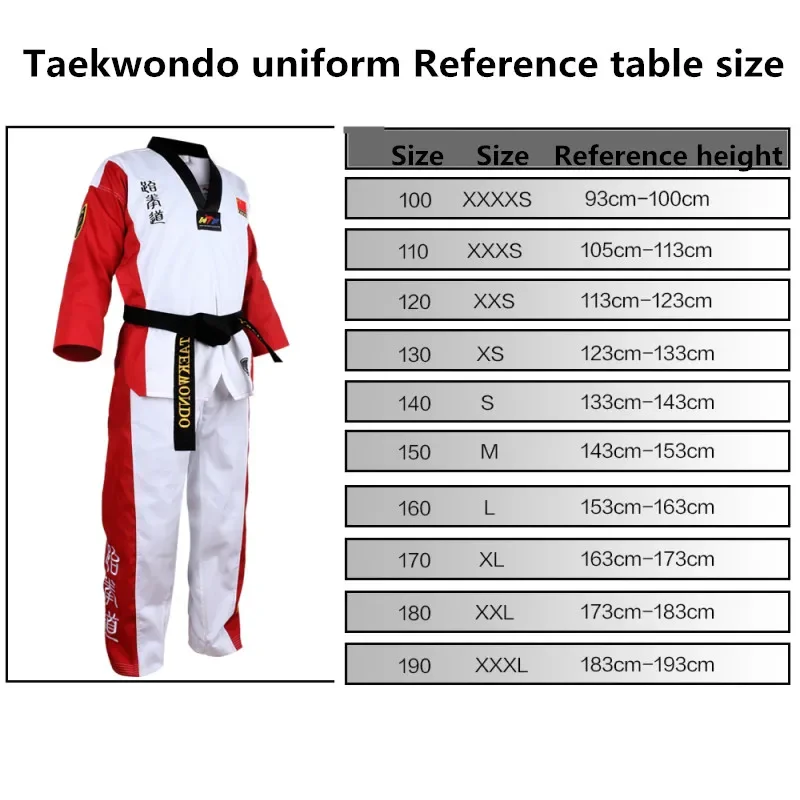 3 Color Taekwondo Dobok V Neck Uniform Black Collar Adult Children Teenagers TKD Poomsae Red Blue Tae Kwon Do Black Clothes WTF