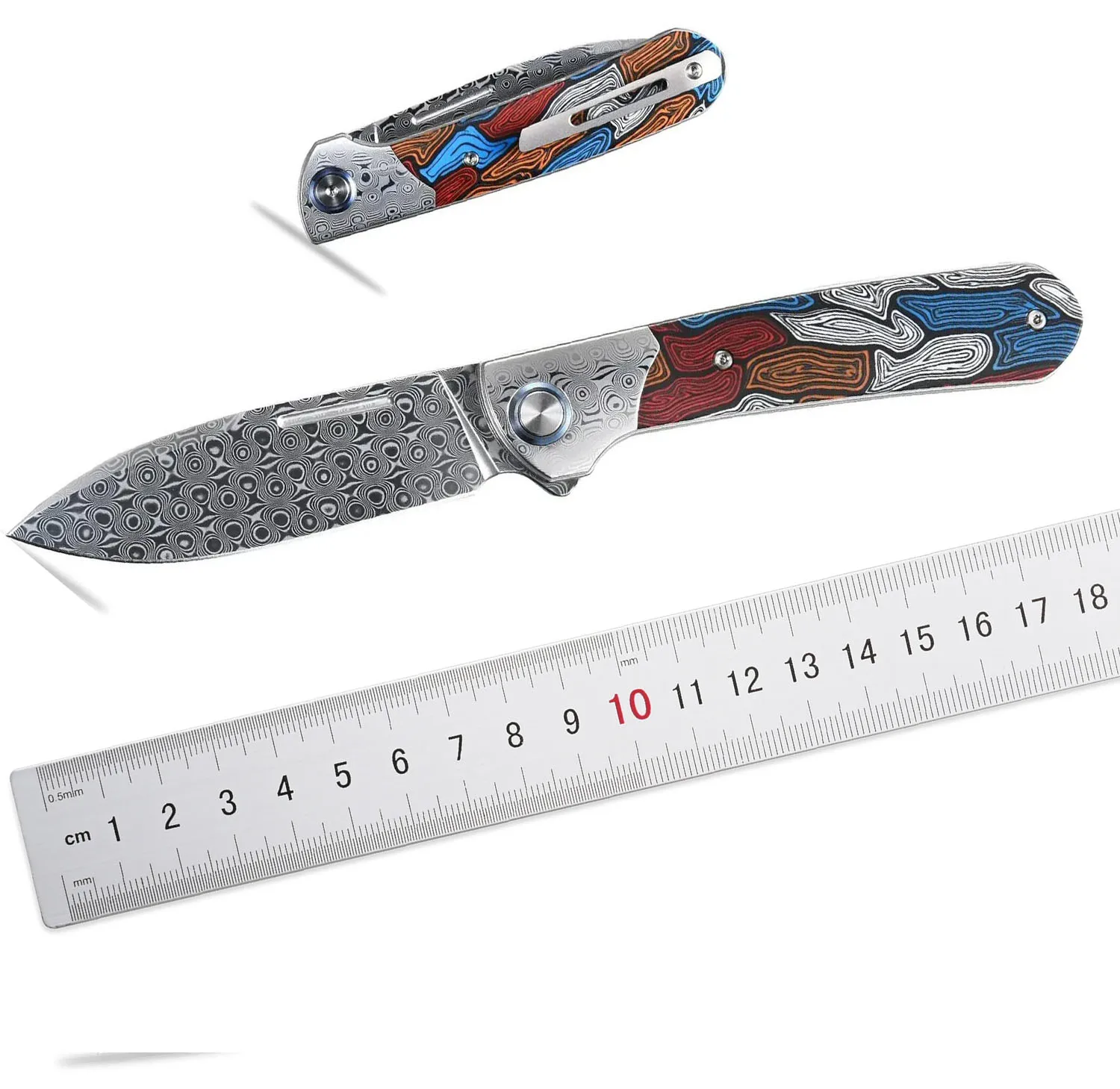 

Hot sales Sitivien ST256 Damascus Steel Blade Folding Knife Colorful G10 Handle EDC Pocket Knifes for Outdoor Camping Collection