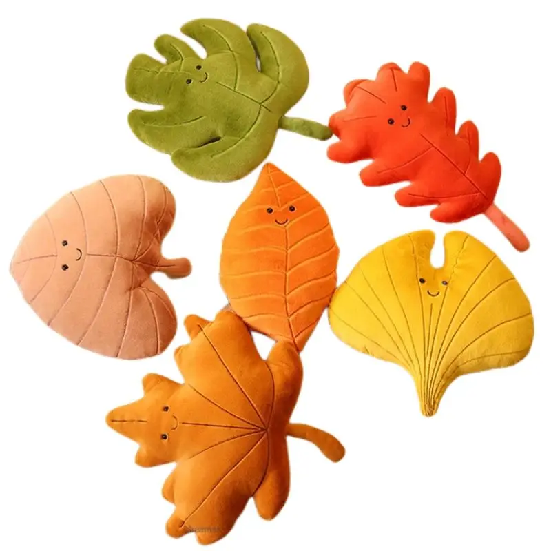 

Plush Leaf Pillow Kawaii Plushie Lifelike Cushion Room Decor Stuffed Plant Toy 3D Leaves Household Sofa Pillow Cute Green Girl