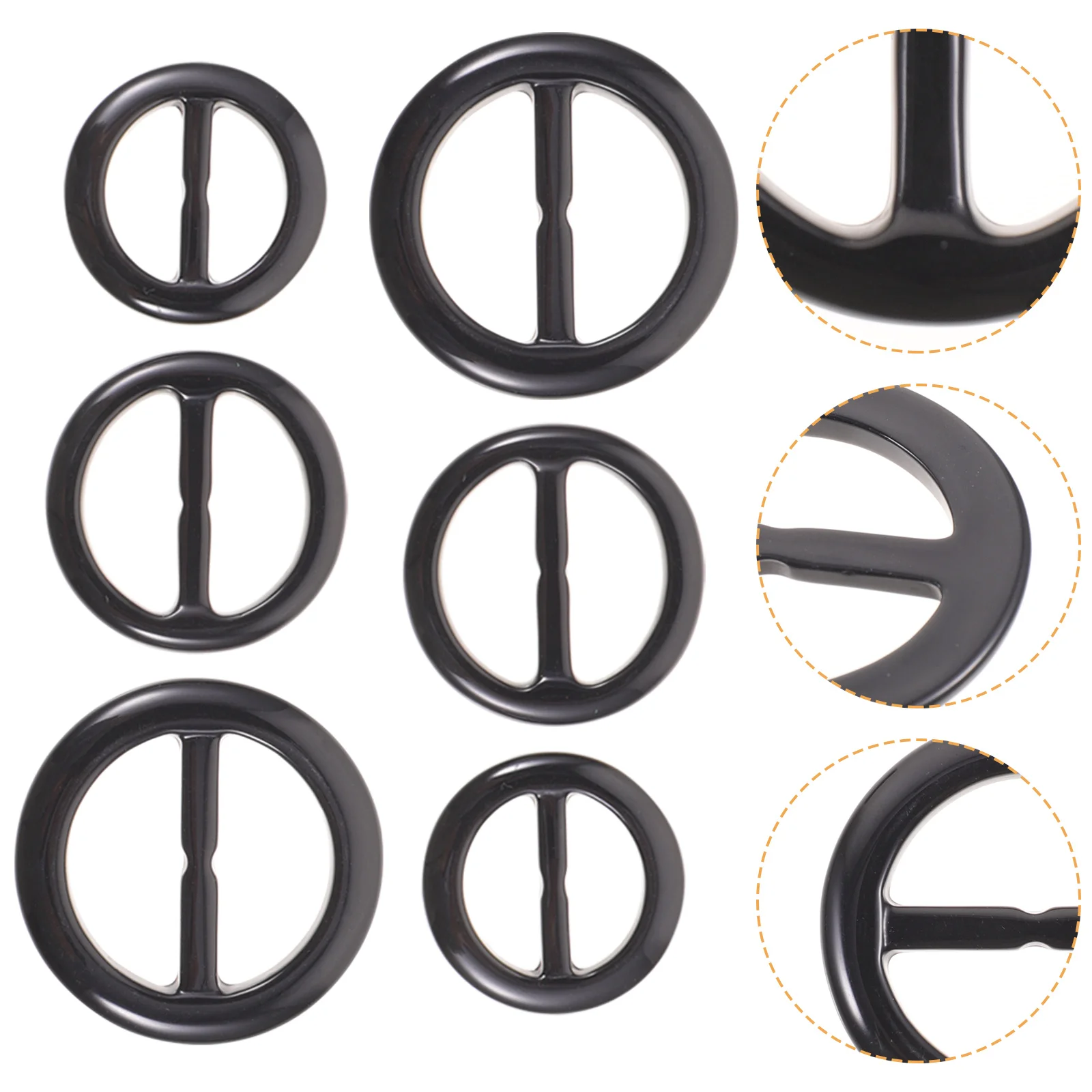

30pcs Waist Buckle Round Black Resin Clips for Women 2cm 2 5cm 3cm Sizes Scarf Ring Clip Shirt Accessories