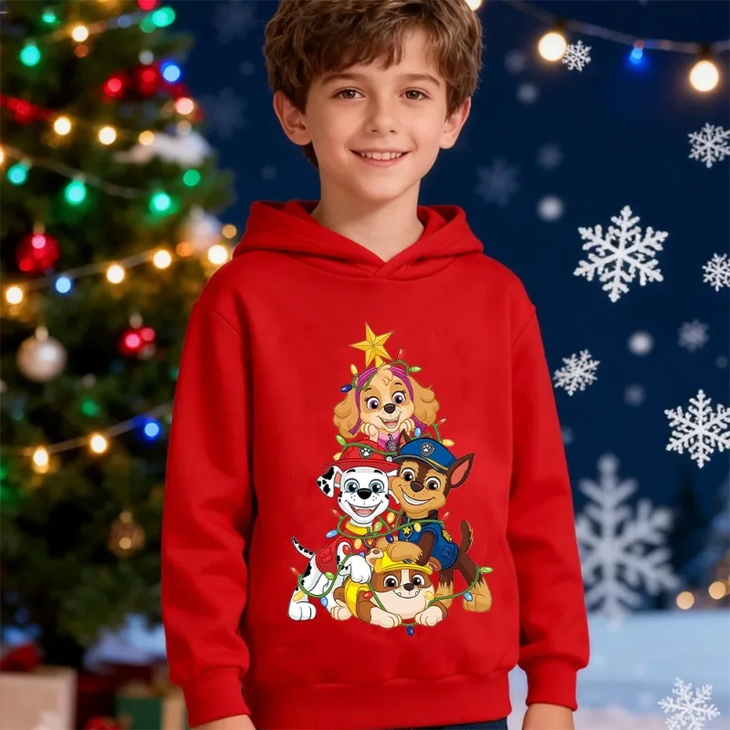 

Рождественский свитшот «Щенячий патруль», рождественская детская одежда Skye Chase для девочек и мальчиков, осенне-зимние флисовые топы с капюшоном и длинными рукавами, вечерние топы, подарок
