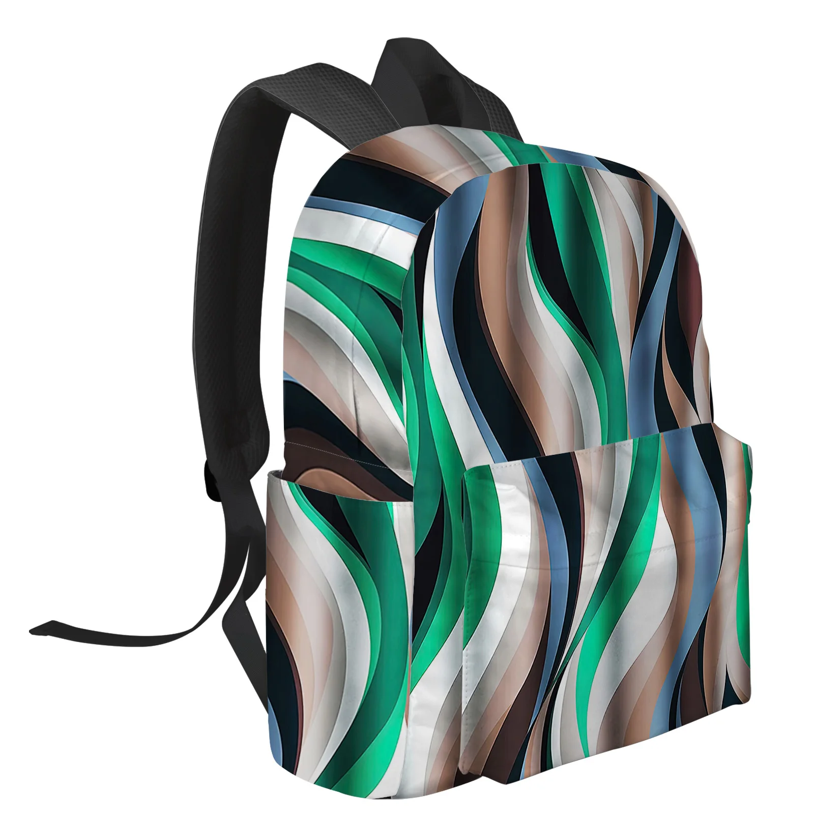 Abstract Gradient Line Color Block Green Backpacks Teenagers Student School Bags Laptop Backpack Men Women Female Travel Mochila