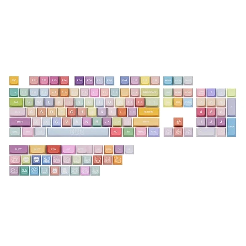 

133 клавиши Bears PBT Keycap XDA Cute XDA Key Cap для MX Switchche Механические игровые колпачки для клавиатуры