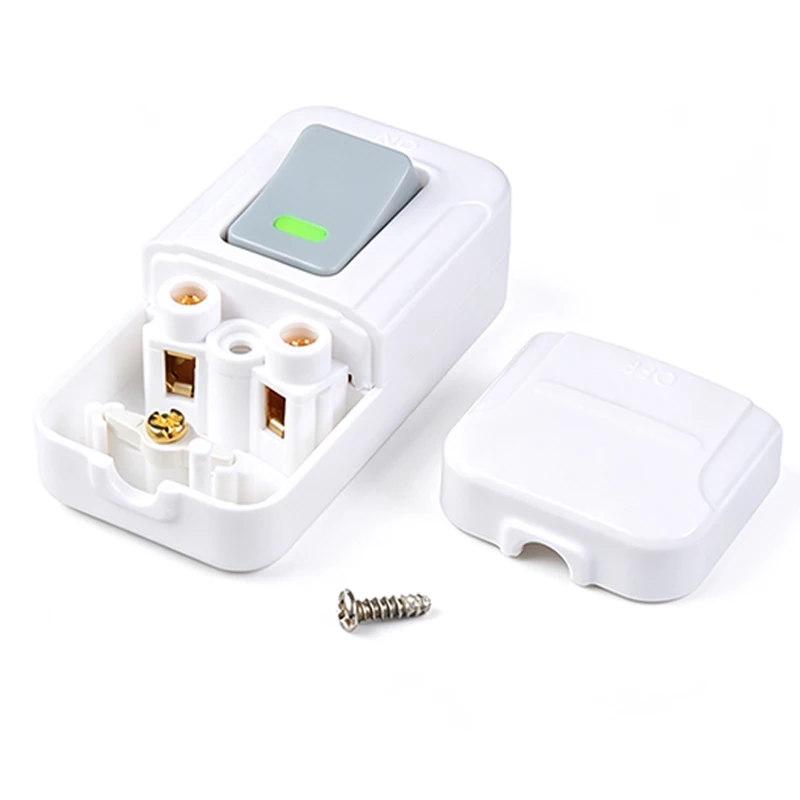 3/5Pcs White Inline Wiring Rocker Switch,Boat Shape On‑Off Button for Bedside Lamp Small Household Appliance ﻿