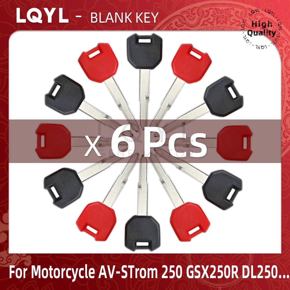 6Pcs Blank Key Motorcycle Replace Uncut Keys For SUZUKI V-STrom 250 GSX250R DL250 GSX250 R DL250