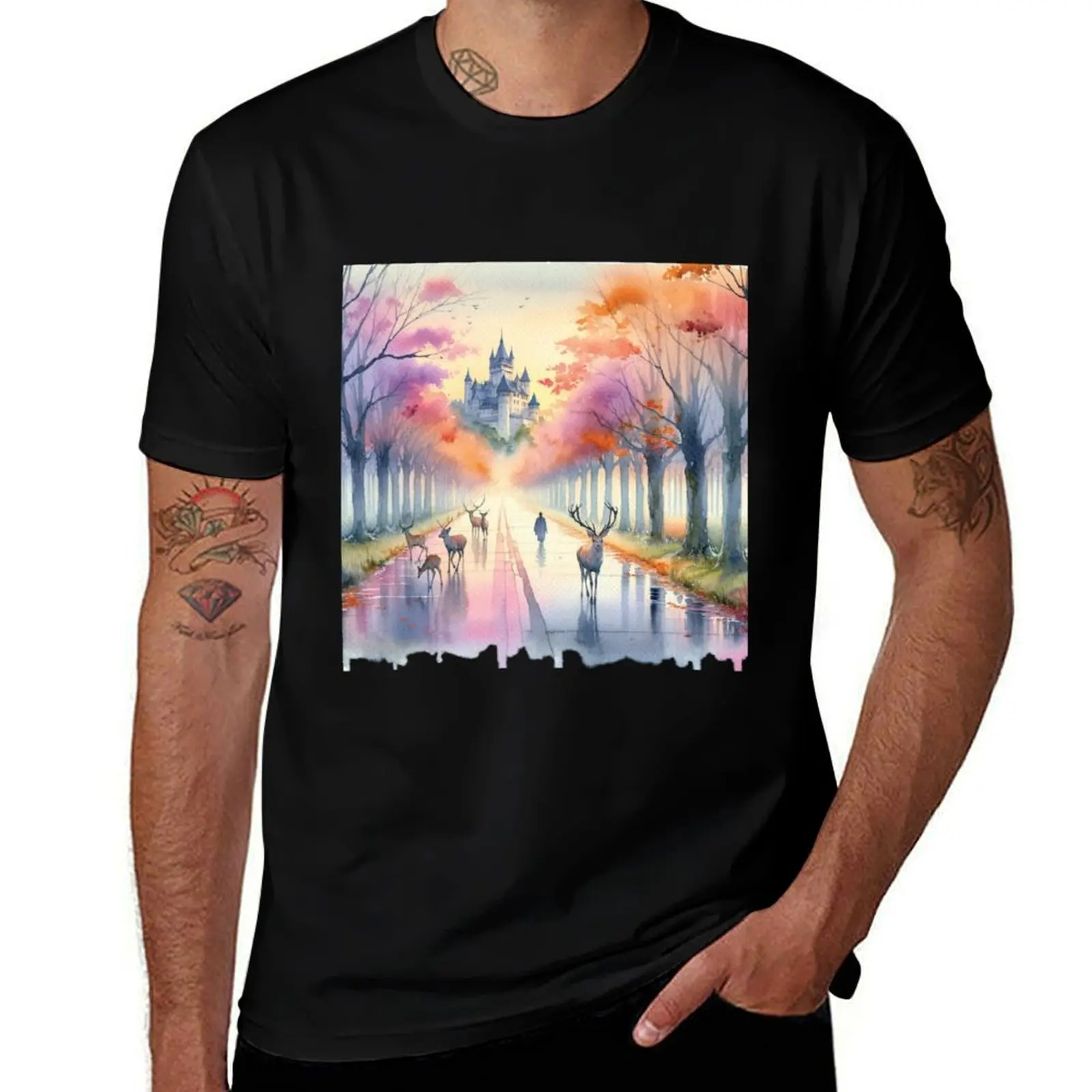 

A castle at dusk T-Shirt graphic tee shirt custom t-shirts sweat shirts men