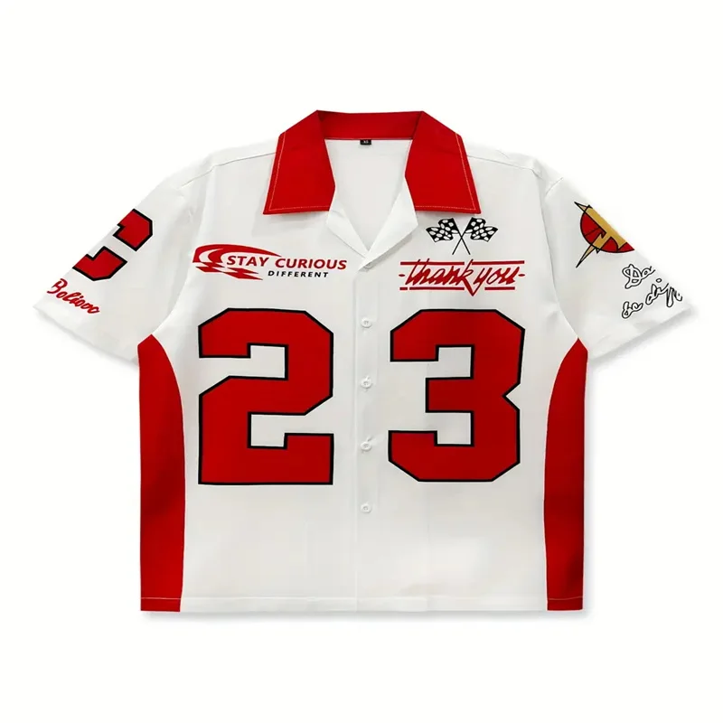 

2026 Cuban collar trendy printed size 23 shirt, men's and women's short sleeved shirt, fashionable and comfortable, casual gift