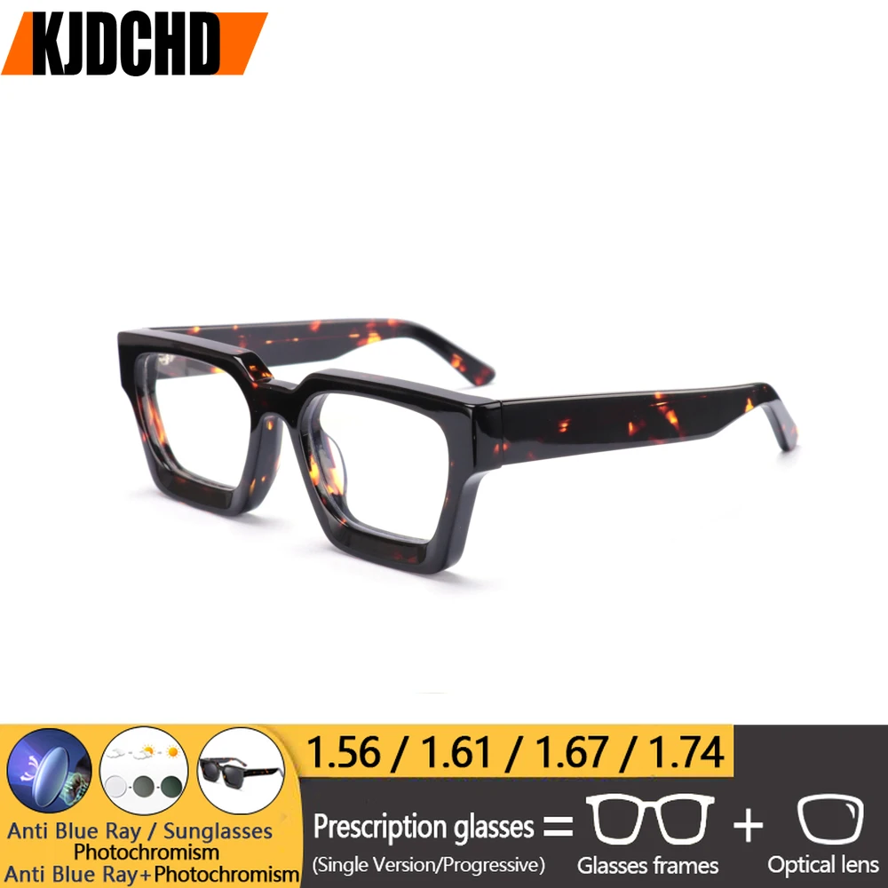 

KJDCHD Handmade Vintage Acetate Glasses Frame Men Retro Eyeglass Frame Women Luxury Brand Eyewear Myopia Presbyopia Prescription