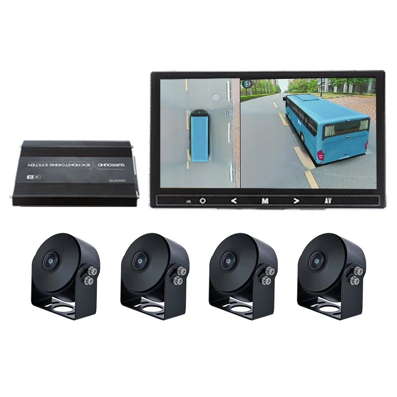 Sistema de Monitoreo de vista panorámica HD 720P 1080p para camión, 4 canales, cámara de grabación 360 para coche