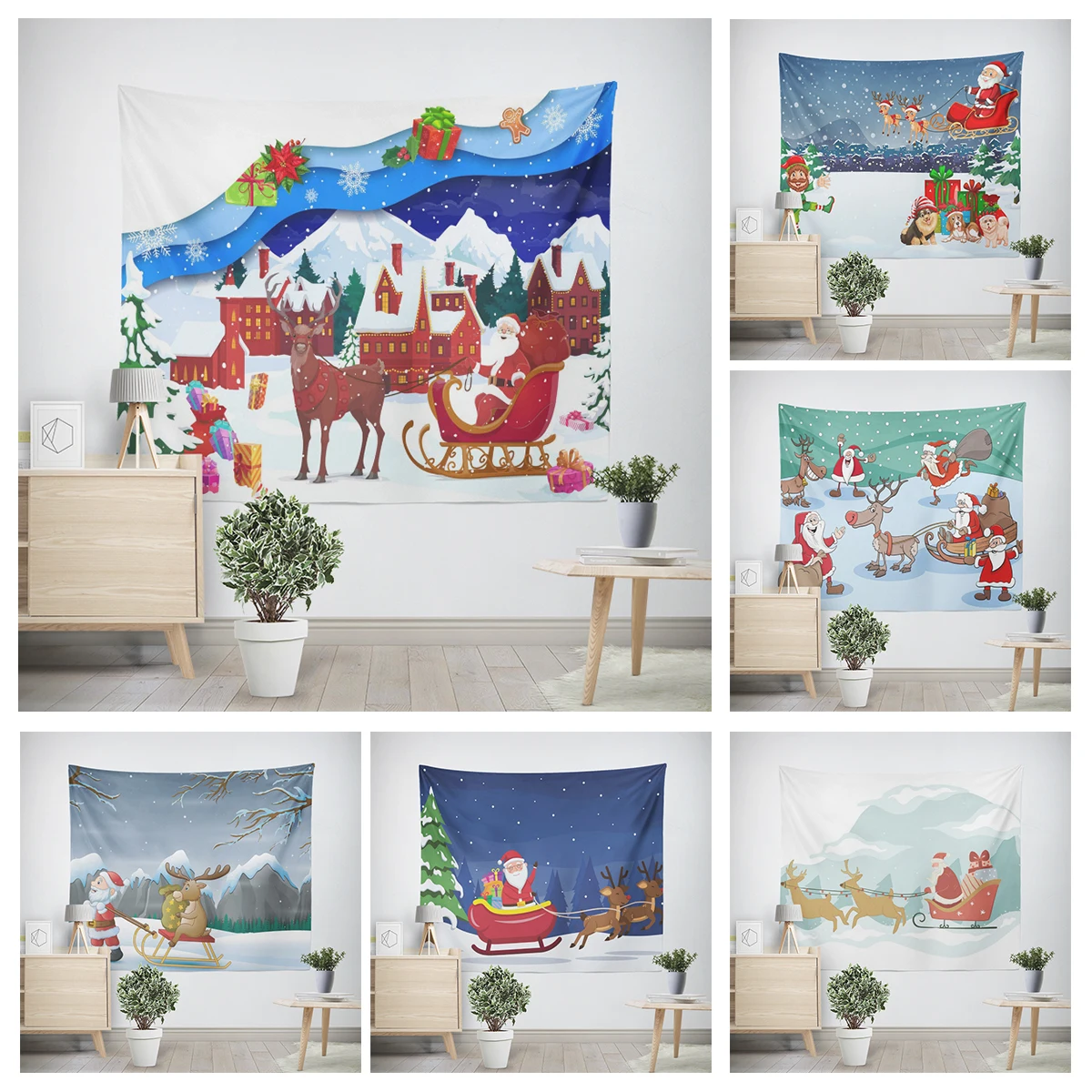 

Home decorations modern room decor items wall tapestry aesthetic bedroom wall art large fabric tapestrys winter Merry Christmas