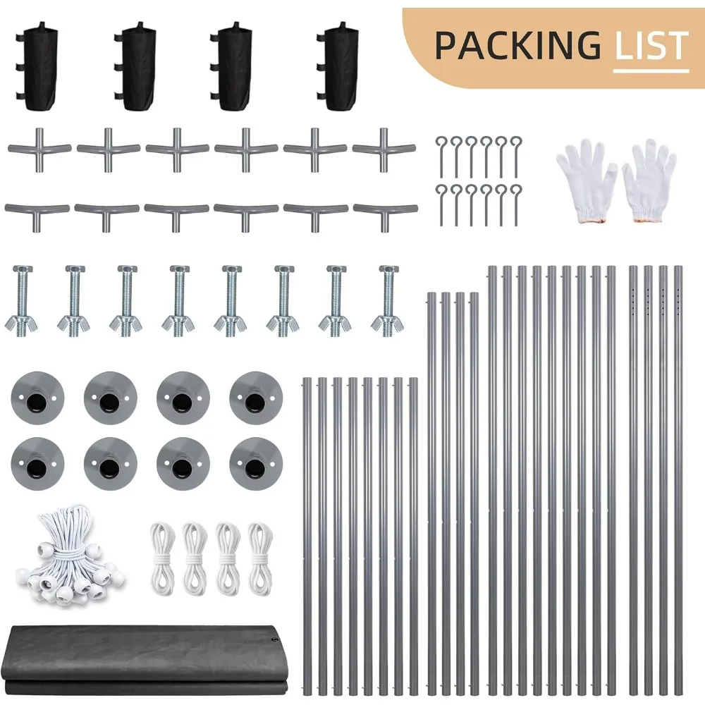 JY QAQA Carport، 12x20 FT أقطاب فولاذية معززة للمرآب الثقيلة مع جدران وأبواب جانبية قابلة للإزالة، فوز قابل للطي
