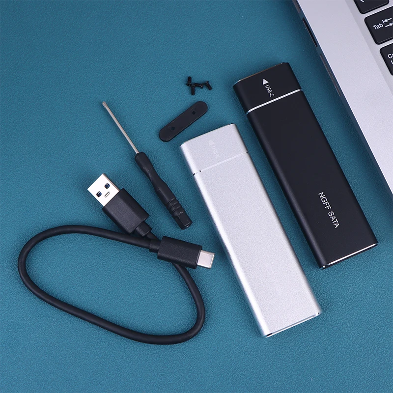 1 Stück 3.1 Dual Protocol NVME/NGFF SATA SSD Typ-C 3.1 Disk Tool Free M.6 Festplattenbox M.2 SSD-Gehäuse Eingebauter Metall-Kühlkörper