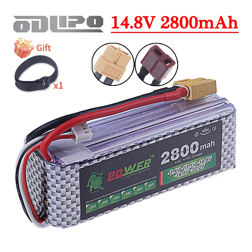 

14.8V 4S 2800mAh 60C Lipo Battery For RC FPV Helicopter Quadcopter Racing Drone Cars Boats Parts T/XT60 Plug 4S Battery